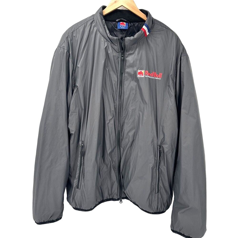 Red Bull Distribution Jacket Mens 3XL Gray Full Zip Lined Long Sleeve‎ Bomber